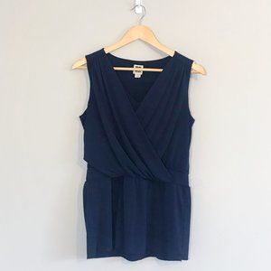 🌿 Anne Klein | Navy Wrap Front Top